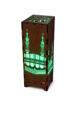 Islamic Wooden LED with Laser-Cut Mosque Design, Multi Color Illuminated Spiritual Decor, Brown Wood Finish - Image 2