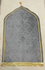 Janamaz Prayer Mat | Non-Slip, Lightweight, and Portable | Sajada Carpet for Men and Women | Plain Solid Prayer Mat Ramadan Eid Gift.- Gray Color - Image 2