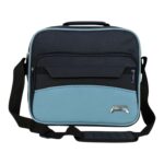 Krishiv Multi-Compartment Messenger Bag, Black and Blue Canvas, Adjustable Shoulder Strap, Multiple Zippered Pockets, Cash Pouch - Image 2