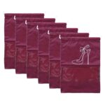 Kuber Industries Parachute Shoe Bag|Water Resistant & Dust Proof Drawstring Organizer|Shoe Storage Bag for Home, Travelling, Pack of 6 (Maroon) - Image 2