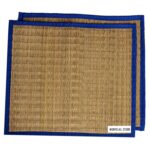Kusha Grass Sitting Mat | Set of 2| puja mat for Prayer Meditation (Blue, Korai Grass, Jute Threads, 20 X 23 Inches) - Image 2