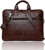 Leather Laptop Bag for Men & Women 15 Inch | Brown Office Bag Briefcase for Business, Documents & Laptop | Stylish PU Leather Handbag with Handle & Shoulder Strap - Image 2