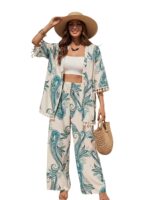 Leriya Fashion Co Ord Set for Women Stylish | Summer Travel Co-Ord Set Short Sleeve Shirt & Wide-Leg Pant | Paisley Printed Stylish Casual Outfit for Summer Cord for Women | Dress for Woman - Image 2