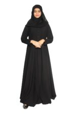 MODEST CITY Self Design Plain Black Front 4 Button Abaya or Burqa With Hijab for Women & Girls - Image 2