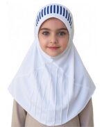 Mehar Hijab Kids School Uniform Teps Hijab with Striped Front Design|Stretch Fabric Modest Hijab for Kids - Image 2