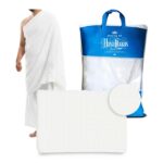 Men's Ihram Towel Set for Hajj and Umrah - 2PCS Hypoallergenic Premium Microfiber Ahram Towels (110x220cm) - Soft, Absorbent, Breathable, Unstitched - No Belt or Accessories - White - Image 2