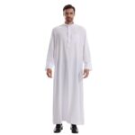 Men's Muslim Clothes Durable Kaftan Robe Dubai Long Gown Ethnic Clothes,1pc Soft Robe - Image 2