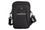 Men's Nylon Traveler Sling or Mobile Pouch, Attach to The Waist Belt with 3 Zips and 3 Internal Pockets, Mini Carabiner Provided (BLACK - BLACK) - Image 2