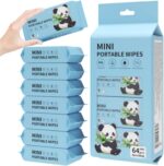 Mini Wipes Travel Size Wet Wipe 8 Pack Total 64 Mini Portable Wet Wipes Pack with Panda Design, Soft Disposable Cleaning Tissue for Baby Care, Travel, Office (64 wipes) - Image 2