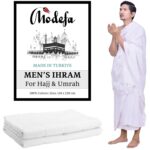 Modefa Islamic Men's Cotton Ihram Ahram Ehram Towel Set for Hajj or Umrah | 100% Cotton, 1200 Grams | 110 x 220cm per Towel, 2 Towels in Package - Image 2