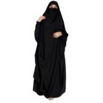 Musheco One Piece Jilbab Abaya for Women & Girls | Very Loose Fit Overhead Khimar with Adjustable Nosepiece | Free Size Black Islamic Prayer Dress | Modest Muslim Clothing-Black - Image 2