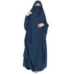 Musheco One Piece Jilbab Abaya for Women & Girls | Very Loose Fit Overhead Khimar with Adjustable Nosepiece | Free Size Black Islamic Prayer Dress | Modest Muslim Clothing-NavyBlue - Image 2