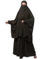 Muslim Closet� Three Piece Set Of Hijab, Skirt And Full Face Khimar With Tying Cuffs - Made with Nida Matte for Women and Girls - Image 2