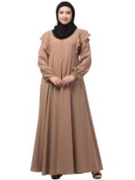 Muslim Closet� Umbrella Abaya With Layered Design On Shoulders And Elasticated Cuffs - Made with Nida Matte Fabric for Women and Girls - Image 2