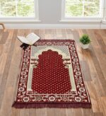 Muslim Islamic Prayer Mat,Anti Skid Janamaz musallah Mat, Pure chennille Look, Soft Foldable,Aasan,Meditation Mat,Multipurpose (Size: 70cm X 110cm) Maroon - Image 2