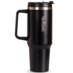 Nestasia GripSip40 Tumbler with Straw & Side Handle 1.2L | Insulated Stainless Steel Sipper Water Bottle for Adults with Dual Flip Opening Sip-Swig Leakproof Lid for Office & Gym (Black Noir) - Image 2