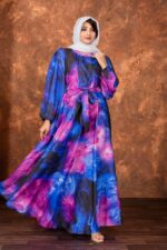 Nida Fabric Abaya Premium Printed No Transparency Modest Islamic Wear Long Flowy Party & Casual Dress Without Dupatta - Image 2
