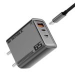 Nu Republic Cybotron 65W GaN Superfast Wall Charger with Type-C to Type-C Cable, 65W Output Compatible with MacBook & Type-C Laptop Charging, iPhone, Samsung, OnePlus, Nothing (Grey) - Image 2