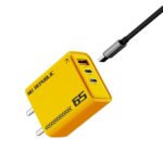 Nu Republic Cybotron 65W GaN Superfast Wall Charger with Type-C to Type-C Cable, 65W Output (Yellow), Type-C and USB-A Enabled Smartphones, Tablets, laptops, and Other Electronics Gadgets - Image 2