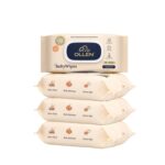 OLLEN Extra Thick Baby Wipes with Lid | Water-Based, Unscented & Gentle on Skin | Plant-Based Fabric | Aloe Vera & Chamomile (Pack of 4) - Image 2