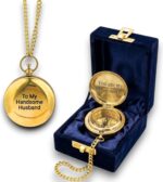 Personalized Brass Pocket Compass with Chain and Velvet Box Nautical Anniversary Birthday Gift for Your Loved Ones - Image 2