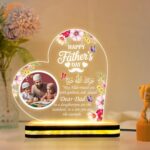 Personalized Father Quote Acrylic LED Lamp | Islamic Night Light with Custom Photo | Arabic Dua Design | Warm White USB Table Lamp | Muslim Dad Keepsake Gift (5.5x5.5 Inch) - Image 2