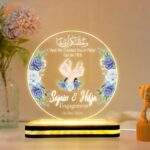 Personalized Islamic Engagement Name Lamp Custom LED Acrylic Night Light | Muslim Couple Gift | Quran Verse Decor | Romantic Ring Ceremony Present for Husband Wife |(5.5x5.5) Inch - Image 2