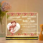 Personalized Islamic Father’s Day LED Lamp | Acrylic Night Light with Father Daughter Design | Dua Quote & Custom Name | Warm White USB Table Lamp | Muslim Dad Gift (8x6 Inch) - Image 2