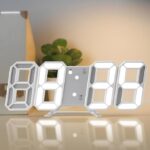 Plastic 3D Led Digital Wall Clock for Home, Alarm Clock Table Clock Wall Hanging, Auto-Adjustable Brightness, Easy to Read at Night, White - Image 2