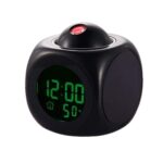 Plastic LCD Talking Digital Alarm Clock with Projector Time Display Watch with Indoor Temperature, Smart Night Light for Multi-Place - Image 2