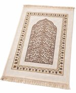 Premium Islamic Prayer Mat with Elegant Arch Design | Soft Comfortable Janamaz Rug | Anti-Slip Durable Namaz Mat for Home (1, White, 70 X 110 Cm, Religious) - Image 2