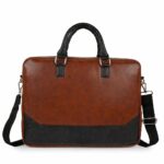 Premium Vegan Leather Laptop Bag for Men | Office Briefcase with Shoulder Strap | Stylish Business Messenger Bag for 15.6 Inch Laptop, Documents & Travel (Tan & Black) - Image 2