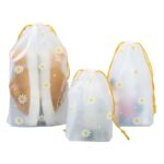 Pristu Pack of 10 Pcs Shoe Bag Cover for Shoe Storage & Travelling Drawstring Bags Waterproof, White Daisy - Image 2