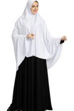 RBLISS CG Women's Soft Pure Cotton Cloth White Eharam/Ahram/Ihram for Hajj or Umrah | Solid Abaya with Hijab | White | Free Size - Image 2