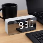 REACHER Digital LED Mirror Alarm Clock|Table Smart Alarm Back Light Clock for Students, Office, Home & Bedroom with Sensor Date & Temperature for Heavy Sleeper 12/24Hr Time, USB/Battery Powered - Image 2