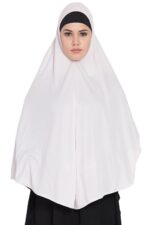 Ready to Wear Two Layer Tie Back Islamic Hijab cum Naqab for Women | Solid Pattern | Soft Stretchable Jersey Fabric | Ideal for Daily, Travel, Prayer & Religious Use. - Image 2
