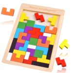 Russian Block Puzzle for Kids| Fun Educational Toy| Creative Learning (Age 2+) Wooden Kids Puzzles Brain Development Toys 40pcs Russian Block - Image 2