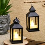 SATYAM KRAFT 2 Pcs Small Antique LED Lantern Hurricane Candle Lamp – Flameless & Smokeless Acrylic Light for Home Decor, Wedding, Valentine Decorations, Living Room, Table Centerpiece (9.5 x 4.5 cm) - Image 2