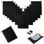 SKY-TOUCH 12 Pieces Waterproof Shoe Storage Bags, Non-Woven Fabric with Drawstring and Transparent Window for Travel, Gym and Sports Shoe Storage Bag Organizer for Men and Women, Black, Black, large, - Image 2