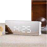 SPIRITUAL HOUSE Digital Large LED, Mirror Alarm Clock for Heavy Sleepers with Snooze Time Temperature Function for Bedroom Function Battery Powered & USB Powered (Silver White) - Image 2