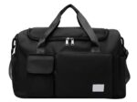SRZ SAMRUKZONE Nylon Travel Duffle Bag with Wet Pocket & Shoe Compartment, Waterproof Sports Gym Bag Shoulder Bag (44 x 19 x 29 cm) (Black) - Image 2