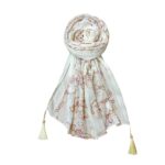 Scarf Woman Pleated Cotton Scarves with Embroidery and Tassels | Hijab Scarf | Headscarf | Neck Scarf | Stoles | Wraps - Image 2