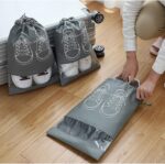 Shoe Bag for Travel Bag for Man & Women Shoe Cover for Storage at Home Gym Reusable Travelling Accessories Organizer Pouch Travel Essentials Footwear Bags for Travelling Men (20, Black) - Image 2