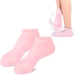 Silicone Pedicure Socks Ultra Soft Moisture Lock Foot Mask Reusable Gel Therapy Socks for Home Spa Care Smooth Heels Toes & Cracked Feet Treatment (Blush Pink) - Image 2