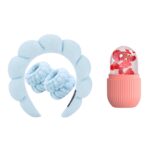 Skincare Combo Set for Women & Girls | Makeup Headband & Wristband Set (3 Pcs) + Ice Roller for Face | Reusable Face Massager for Glowing Skin, Puffy Eyes & Spa Facial Care (Blue) - Image 2