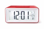 Small Portable Red LCD Digital Alarm Clock with Voice Control Back-Light, Temperature Monitor, Calendar, Musical Alarm, Battery Operated for Home, Office, Study Desk & Kitchen - Image 2