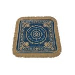 Soft Chenille Prayer Mat | 1.5x1.5 Feet Traditional Central Mandala Motif Design Pooja Aasan | Multipurpose Square Rug for Meditation, Yoga, Puja Room & Home (Pack of 1, Turquoise) - Image 2