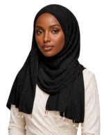 Soft Cotton Scarf for Women | Breathable Stylish Hijab & Head Wrap Black Color - Image 2