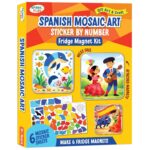 SparkLPlay Sticker By Number | DIY Craft Kit for Kids | Art Activity Set with 6 Fridge Magnet Cutouts, 6 Sticker Sheets | Mess Free | Gift for Kids | Spanish Mosaic - Image 2