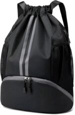Sports Drawstring Bag Backpack for Men & Women | Basketball Gym Bag with Dedicated Shoe Compartment, Large Waterproof Space for Gym, Travel & Sports - Image 2